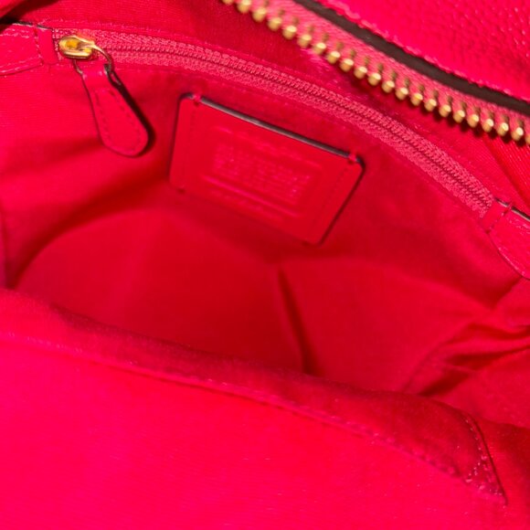 Red Pebbled Genuine Leather Coach Mini Backpack - Picture 8 of 10